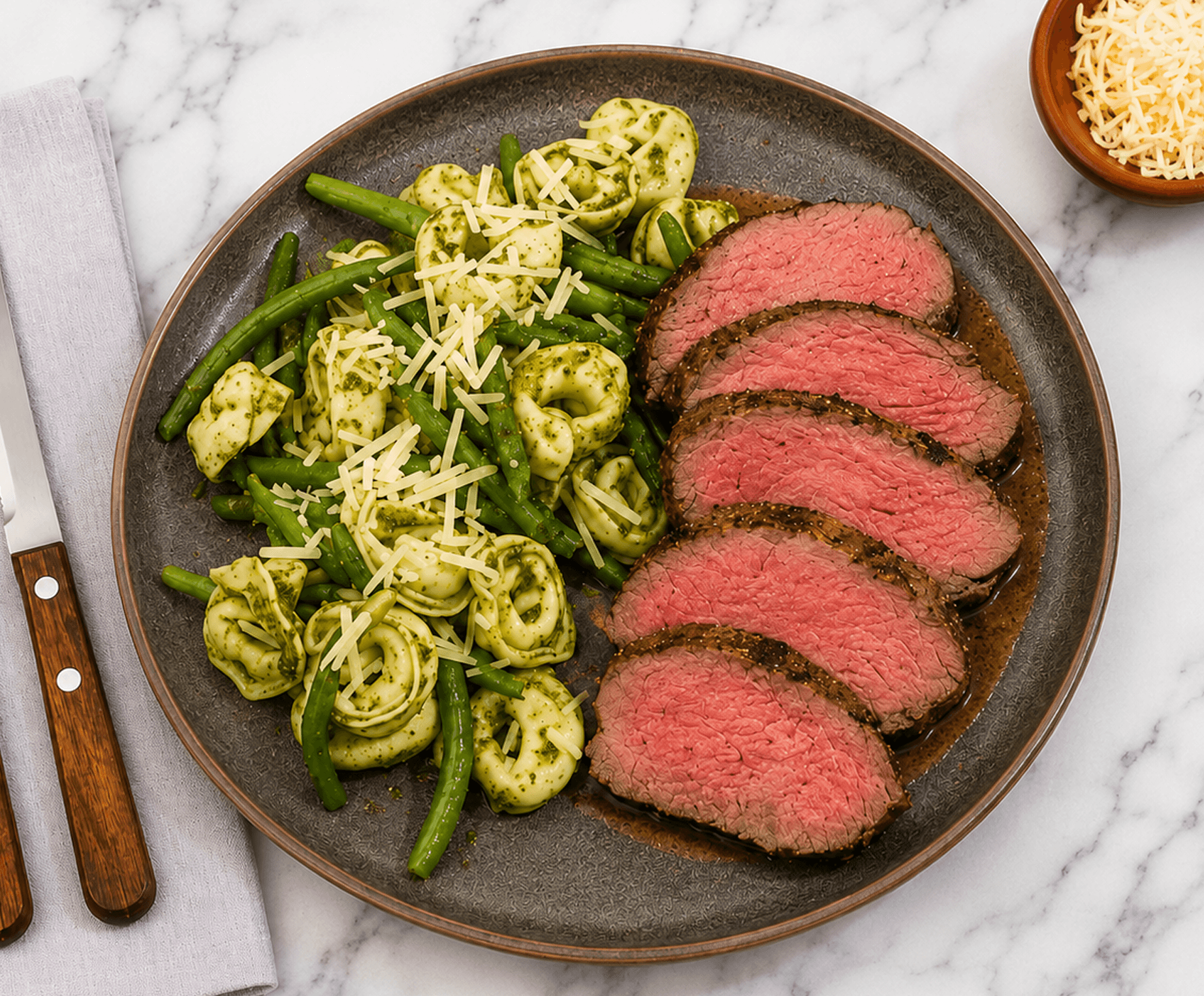 Steak and Pesto Tortellini